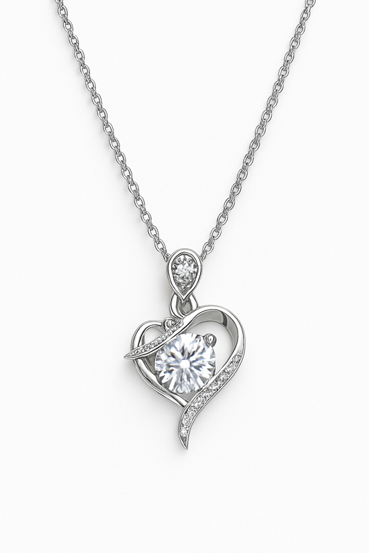 Desiree Heart Moissanite Necklace in 925 Sterling Silver