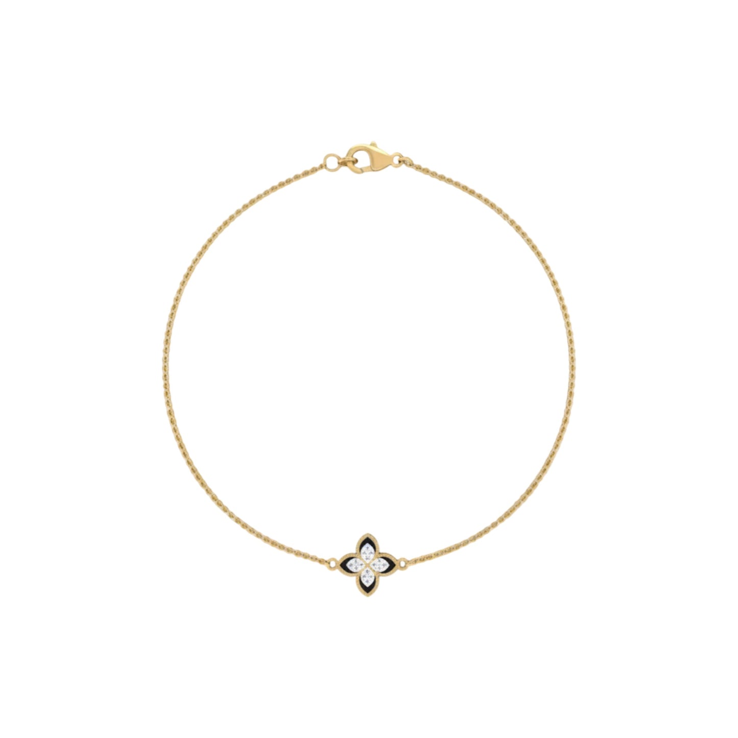 Dual Diamond Clover Bracelet in 18KT Gold
