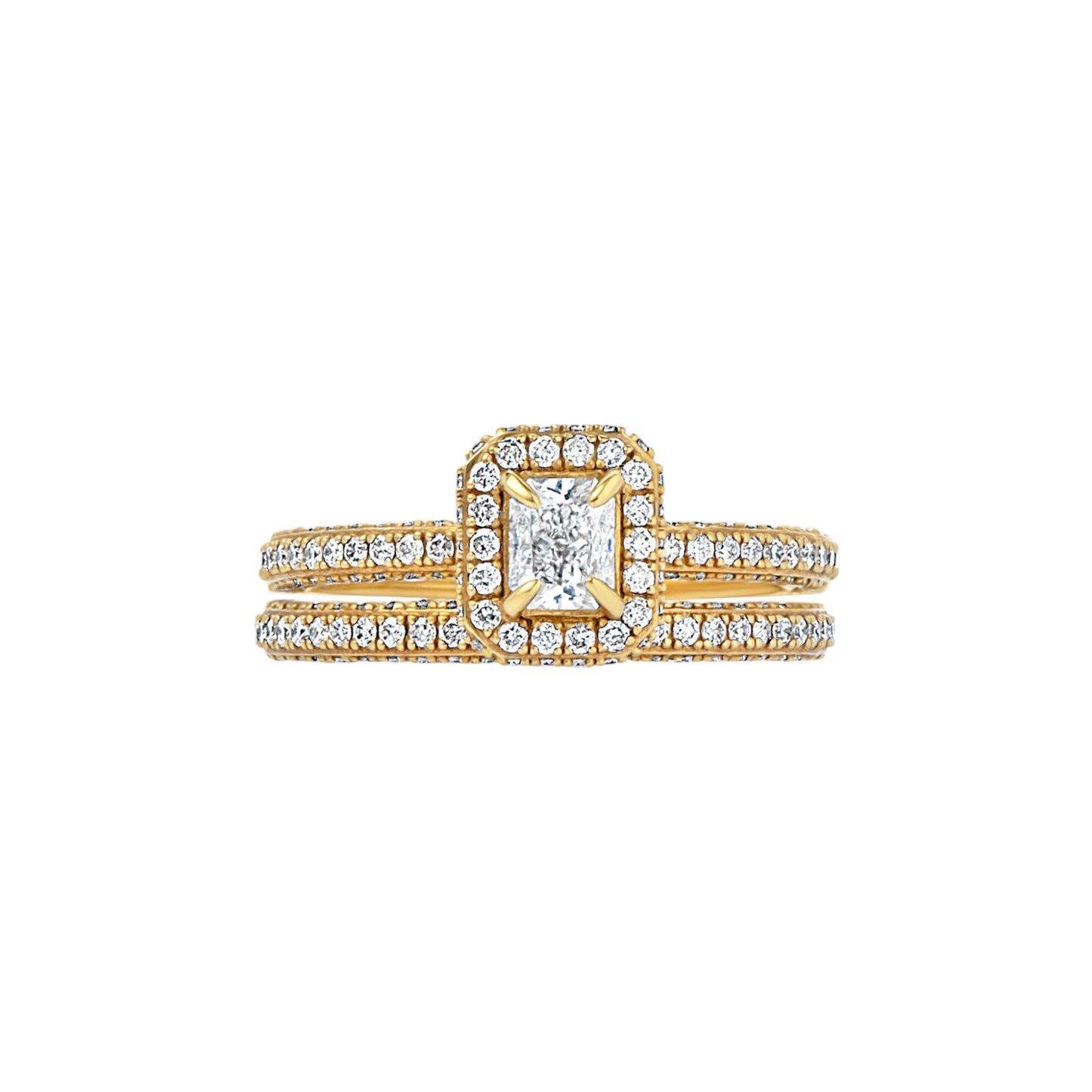 Elise Radiant Cut Diamond Bride Set in 18K Gold
