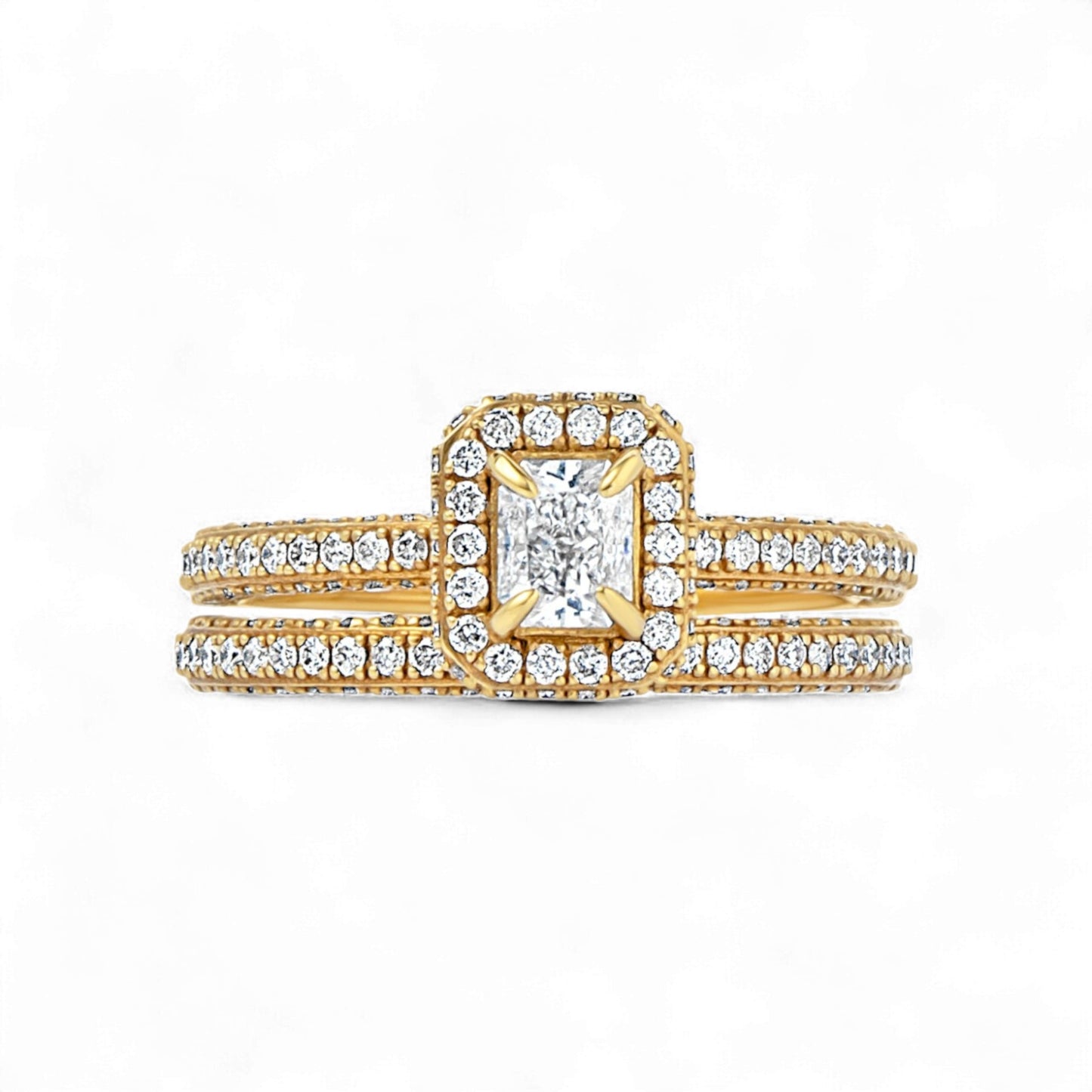 Elise Radiant Cut Diamond Bride Set in 18KT Gold