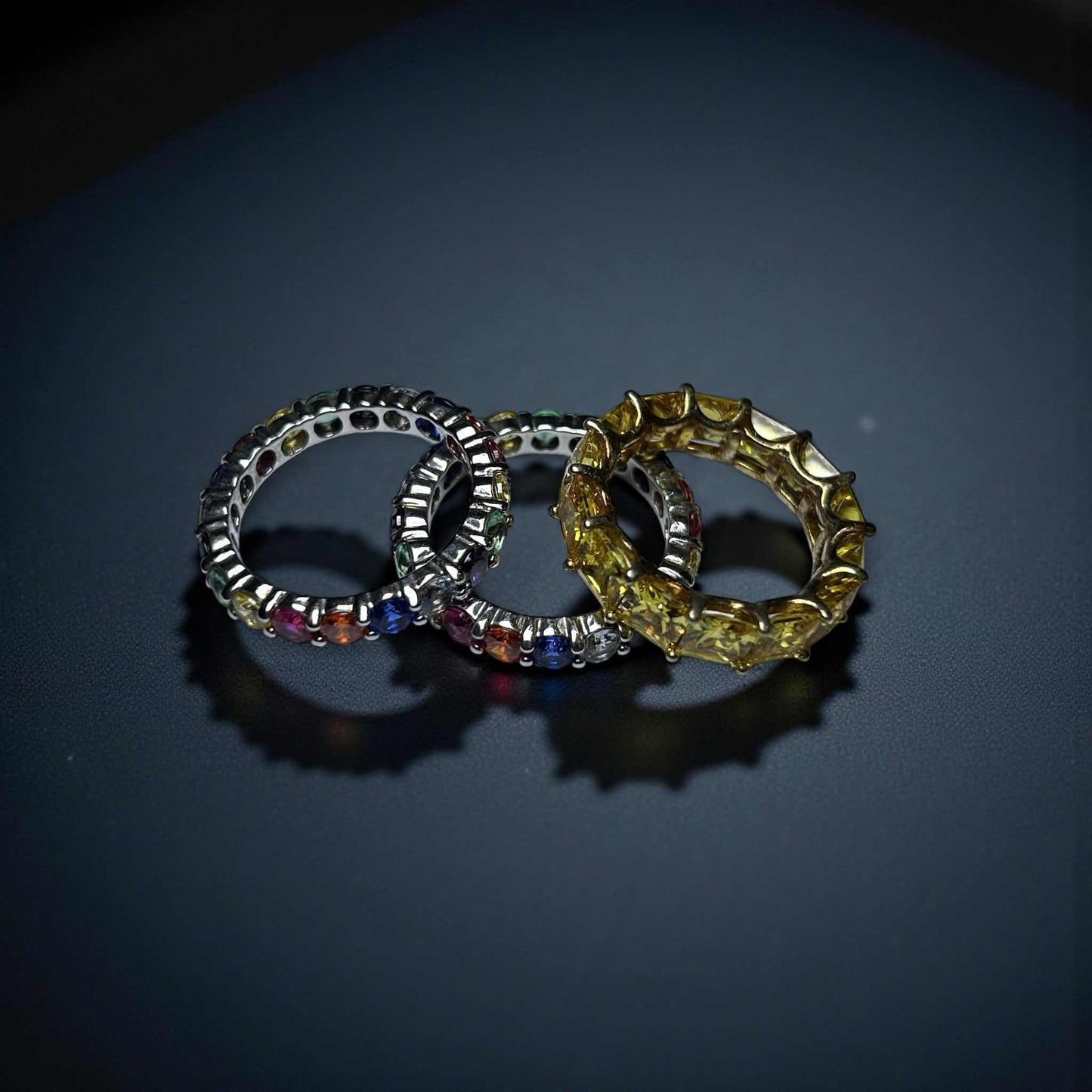 Eternity Multicolor CZ Band in 925 sterling silver with vibrant cubic zirconia stones