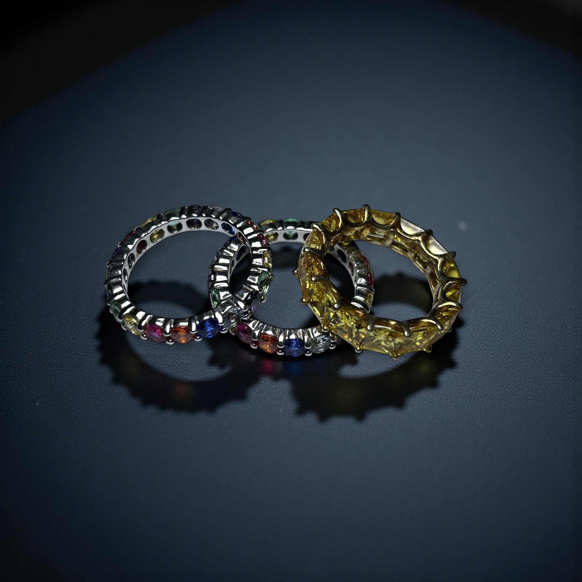 Eternity Multicolor CZ Band in 925 sterling silver with vibrant cubic zirconia stones