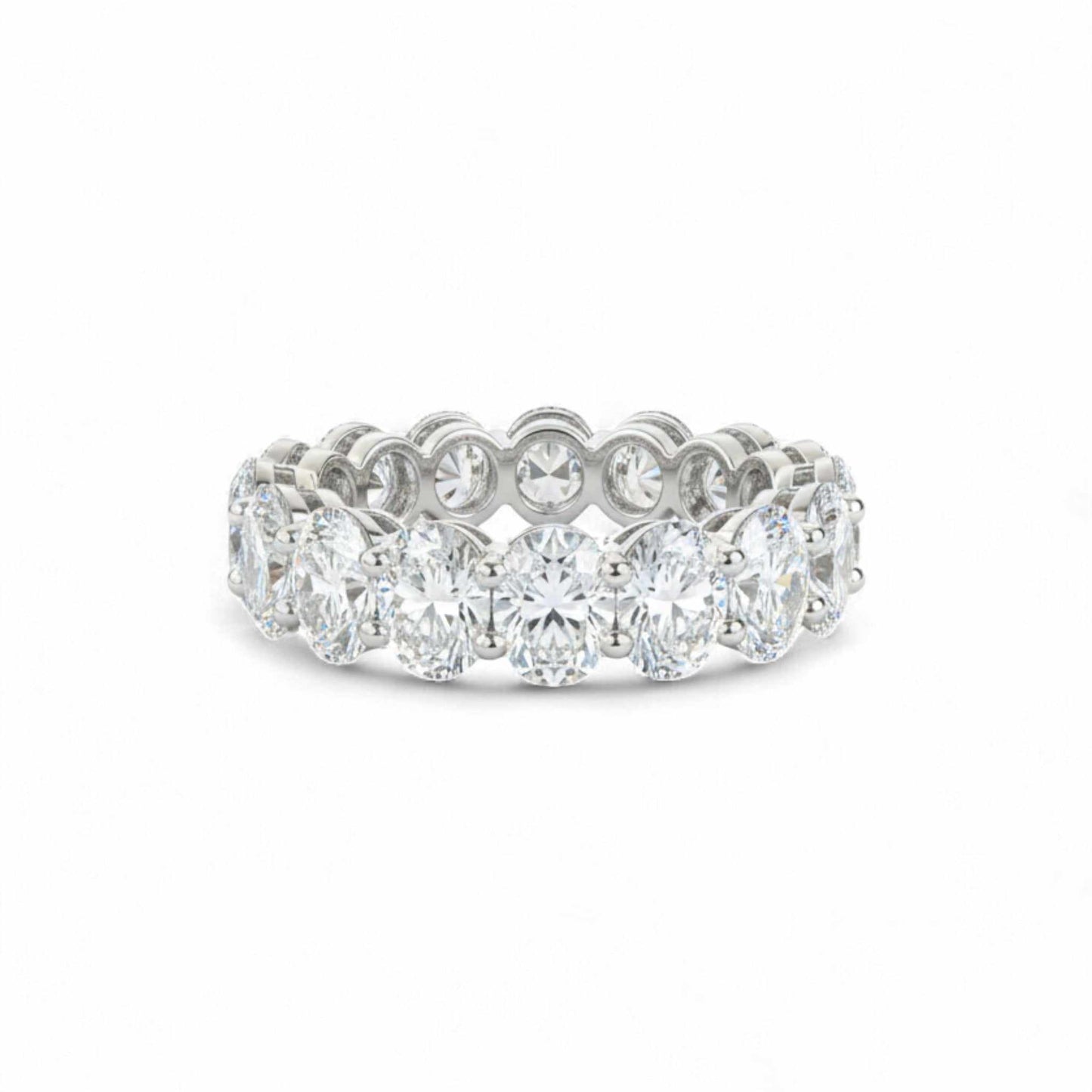 Eternity Oval Cut CZ Band with oval-cut cubic zirconia stones set in 925 sterling silver ring