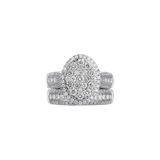 Amanda Oval Cut Natural Diamonds Bride Set in 18K Gold