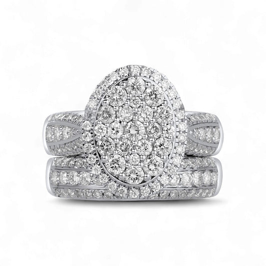 Amanda Oval Cut Natural Diamonds Bride Set in 18KT Gold
