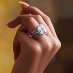 Jamila Radiant Cut CZ Bride set in 925 Sterling Silver