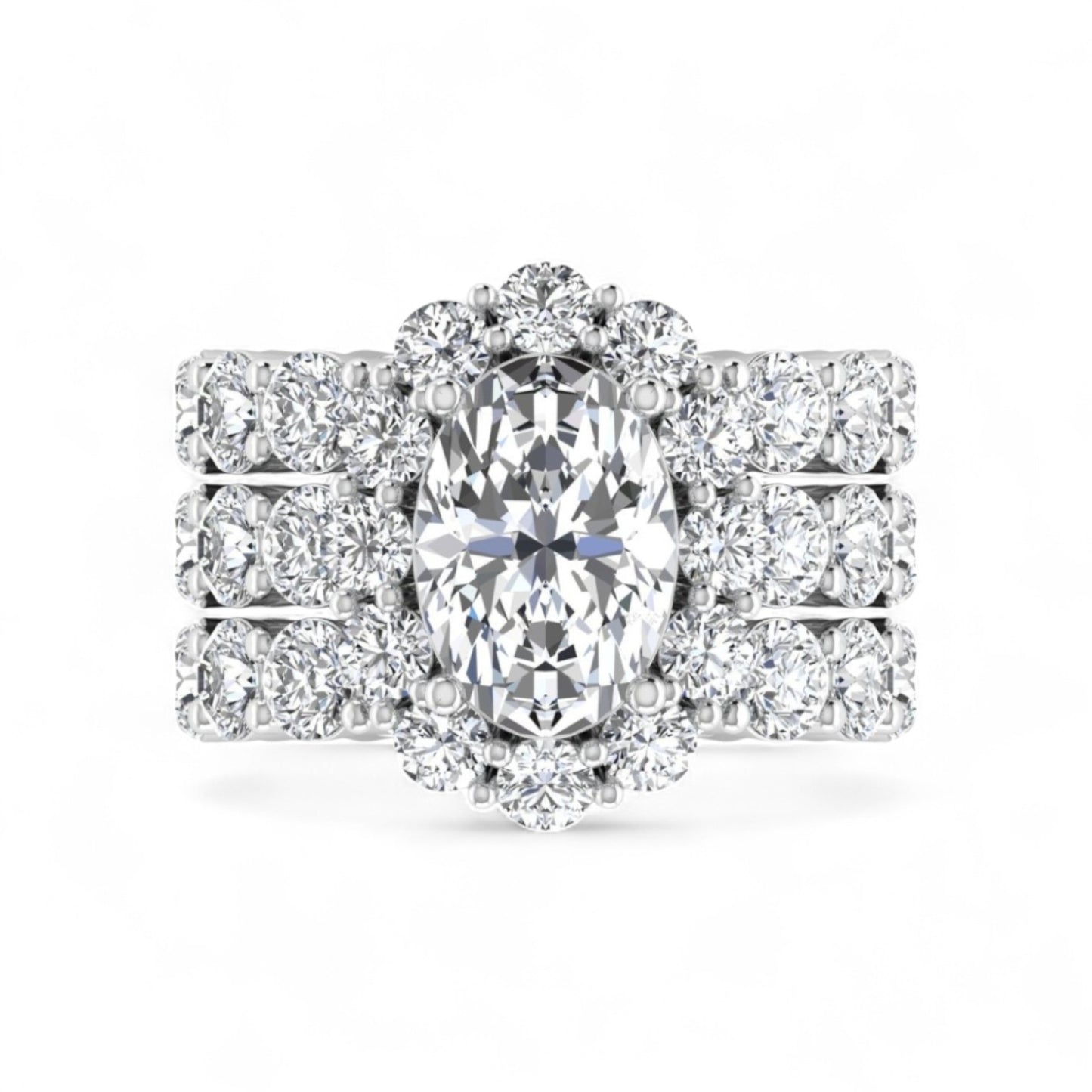 Jane Oval Cut Bride Set in Platinum