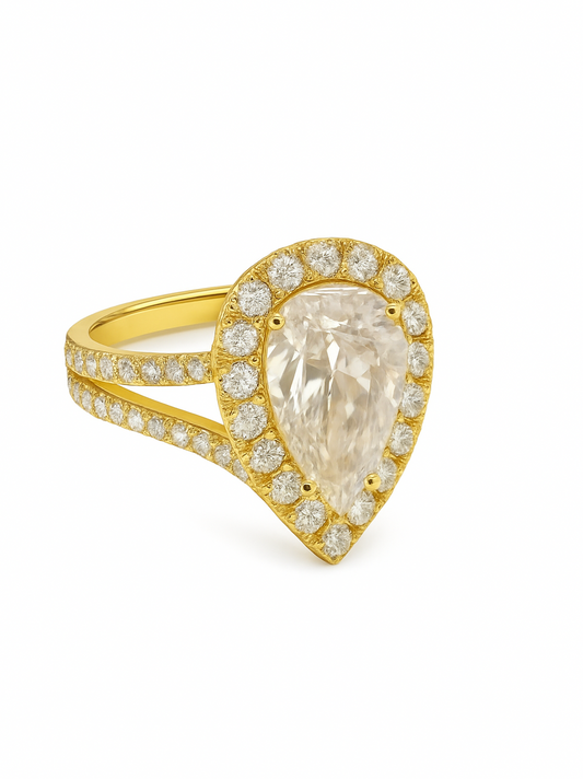 Leona Pear Cut CZ Engagement Ring in 10K Gold