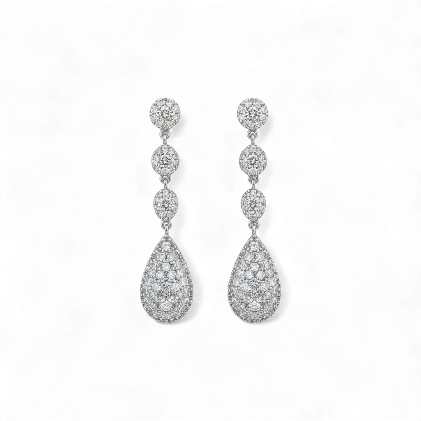 Pair of diamond earrings on a white background
