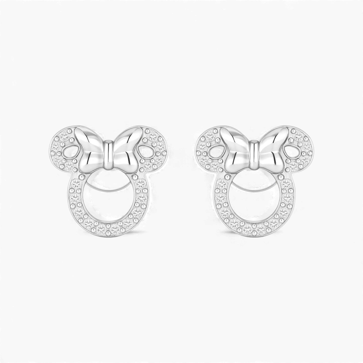 Minnie Mouse Lab Grown Diamond Stud Earrings in 18KT Gold