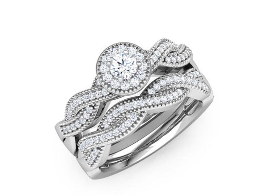 Diamond ring set on a white background