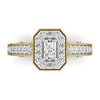 Diamond ring with gold and silver band on a white background