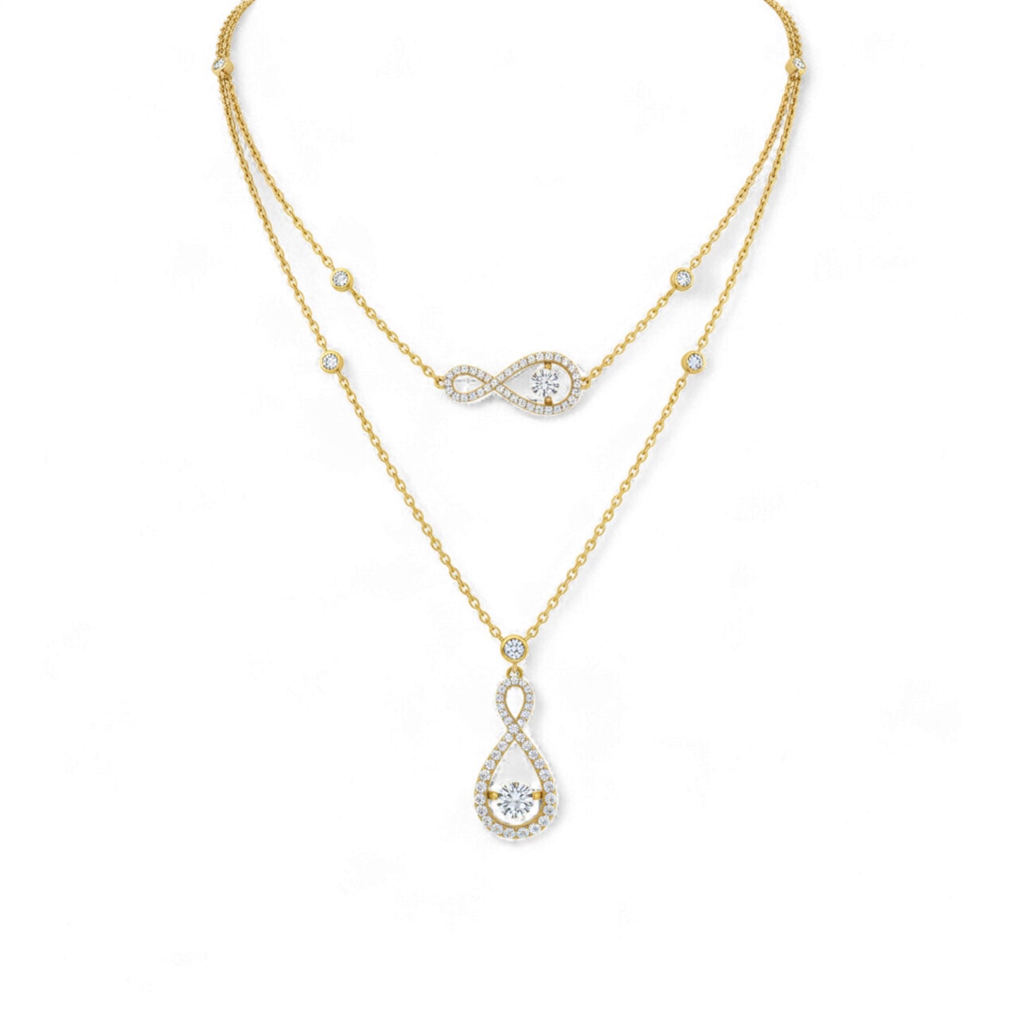 Layered Twinkle Infinie Diamond Necklace in 18KT Gold