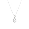 Silver infinity pendant necklace on a white background