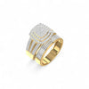 Gold and diamond ring on a white background