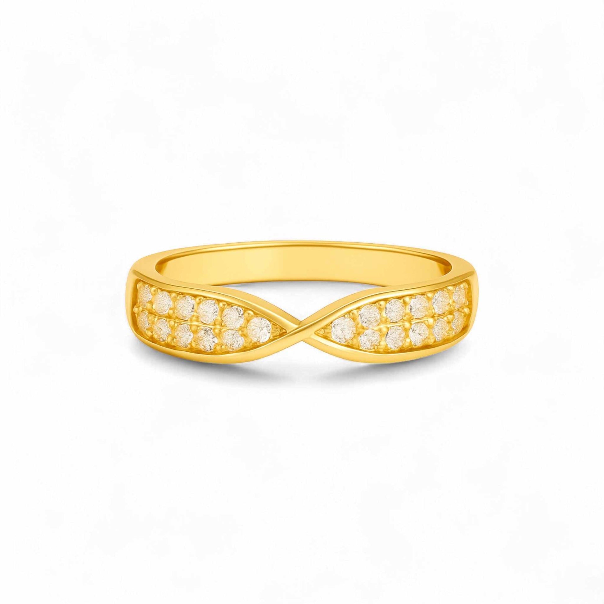 Paris Natural Diamond Band 18KT gold ring with twisted design and natural diamonds
