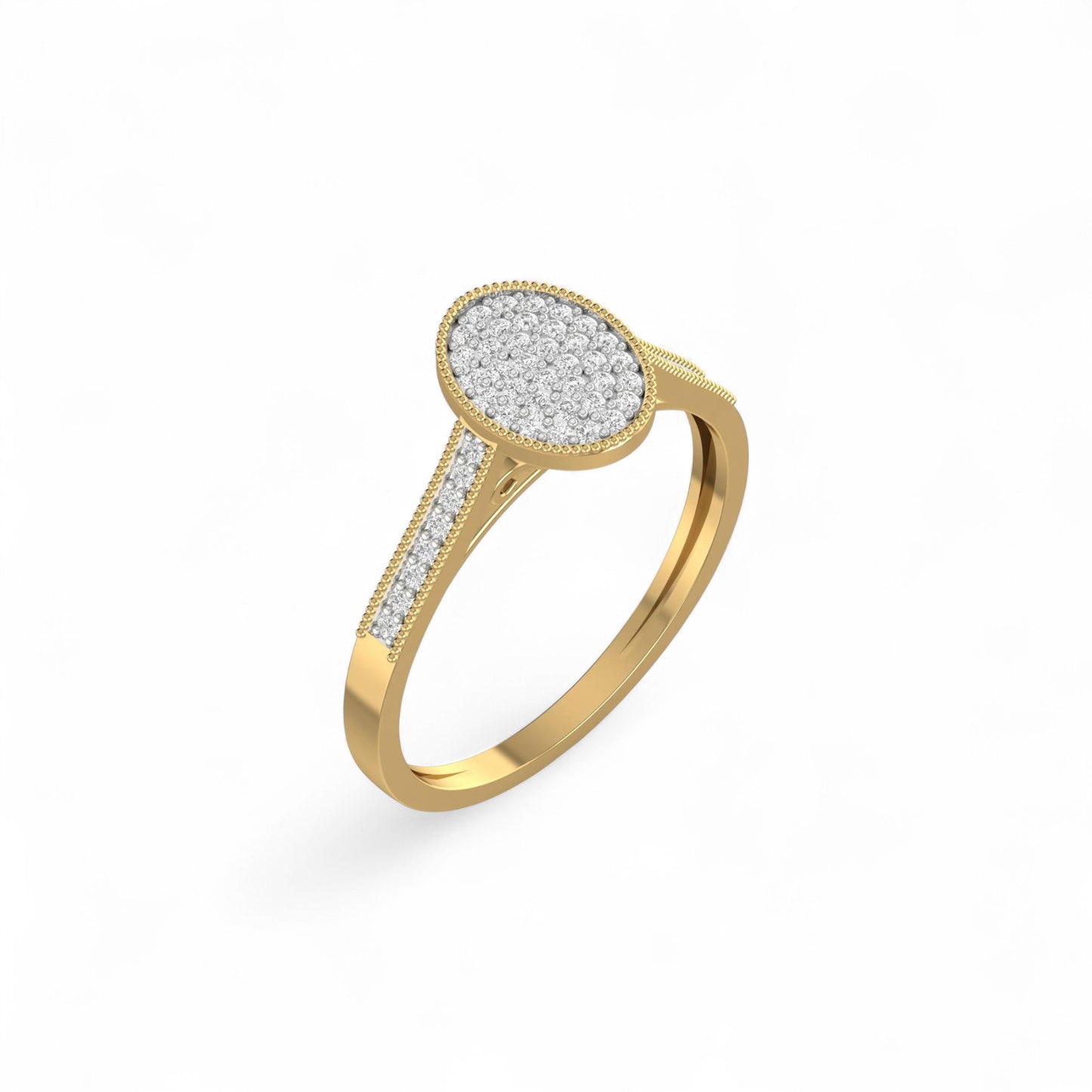 Pearl Oval Cut Diamond Engagement Ring in 10KT Gold