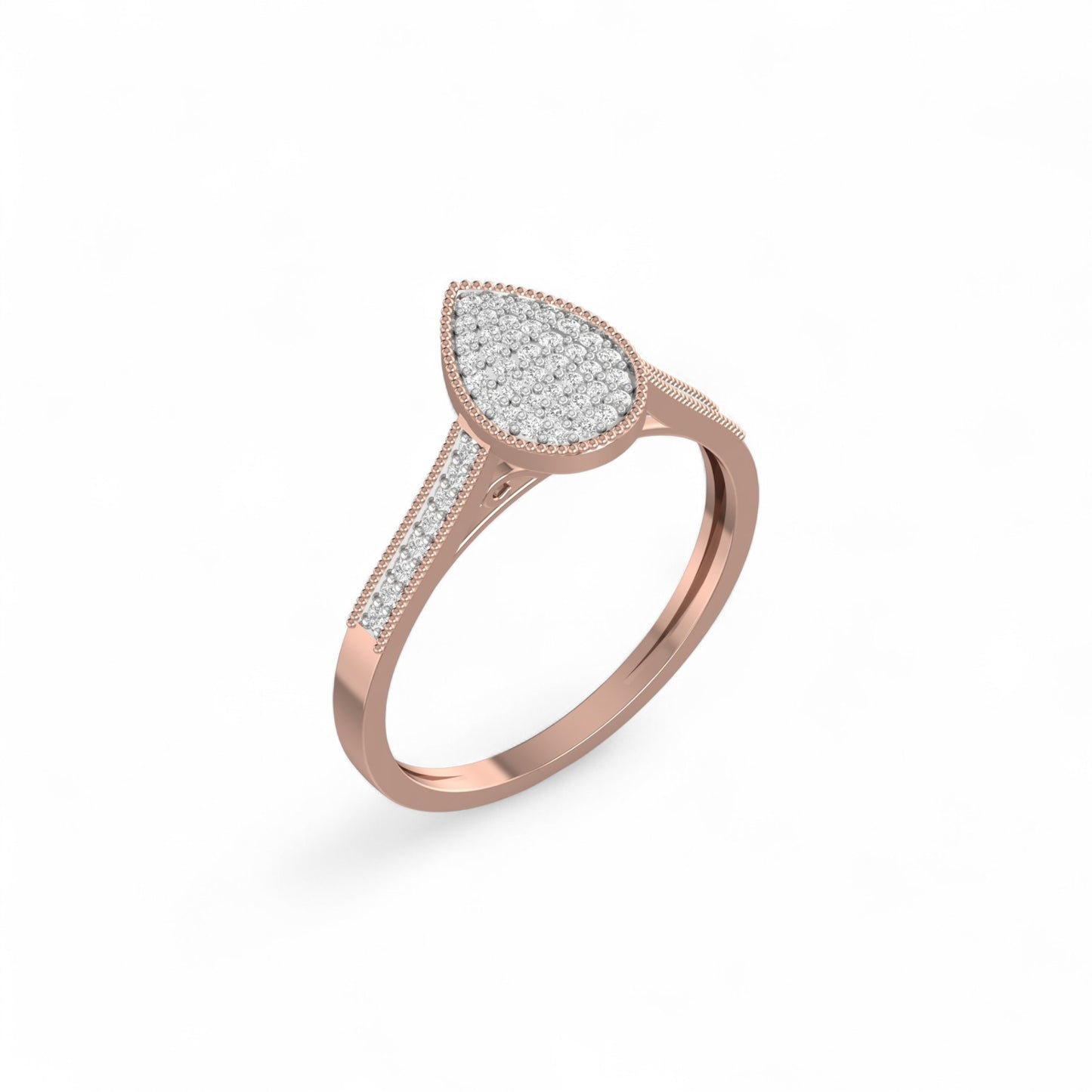 Pearl Pear Cut Diamond Engagement Ring in 10K Gold