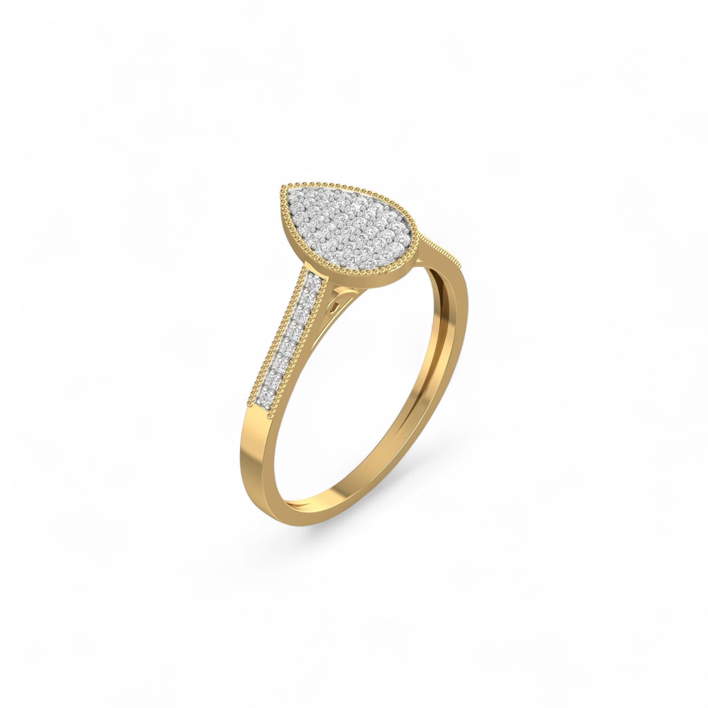 Pearl Pear Cut Diamond Engagement Ring in 10K Gold