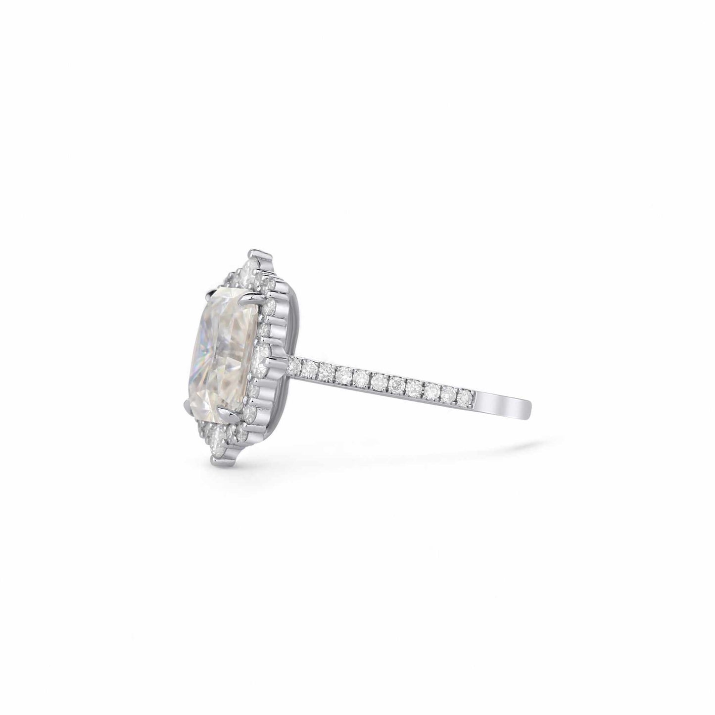 Quinn 2.0 Moissanite and Diamond Engagement Ring in 18KT Gold