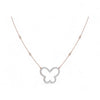 Butterfly-shaped diamond necklace on a white background