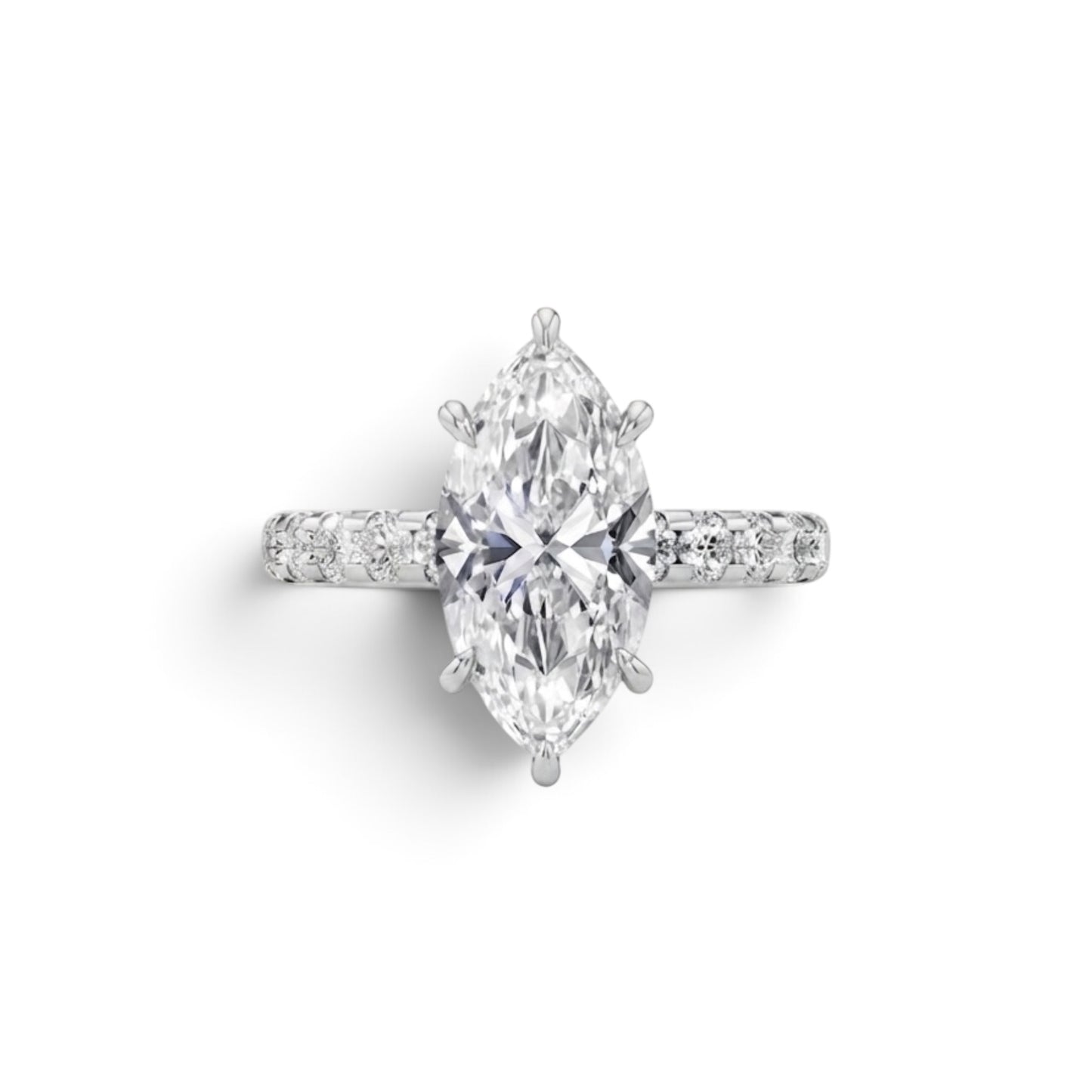 Amour Marquise Cut Moissanite Engagement Ring in 925 Sterling Silver