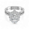 BOZ Lavie Pear Cut Moissanite bridal set in 18K gold with pavé accents and pear-shaped center stone