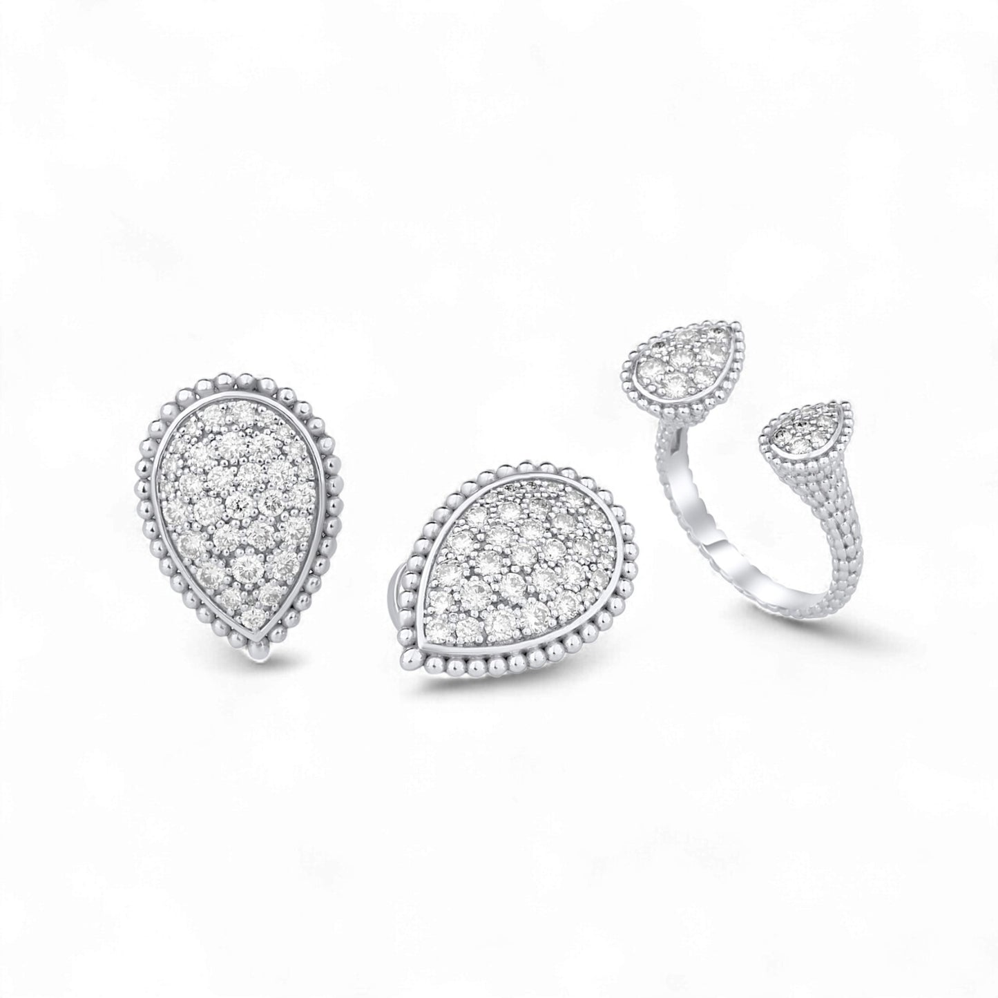 Radiance Pear Cut Pavé Studs in 18K Gold
