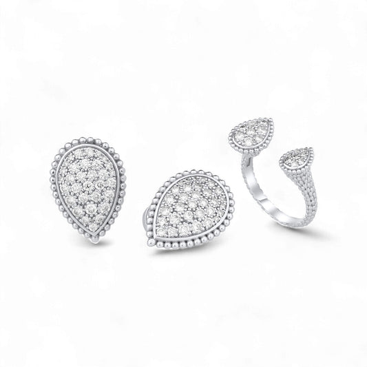 Radiance Pear Cut Pavé Studs in 18K Gold