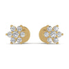 A pair of 18karat gold diamond cluster earrings in the shape of a star, with a screw-back closure.
