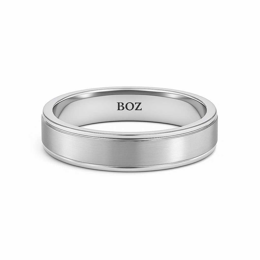 Titanium Silver Tone Band with minimalist design and comfort-fit interior by BOZ