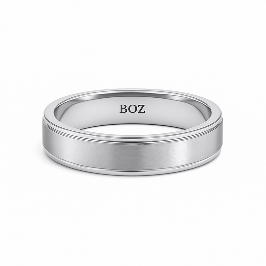 Titanium Silver Tone Band with minimalist design and comfort-fit interior by BOZ