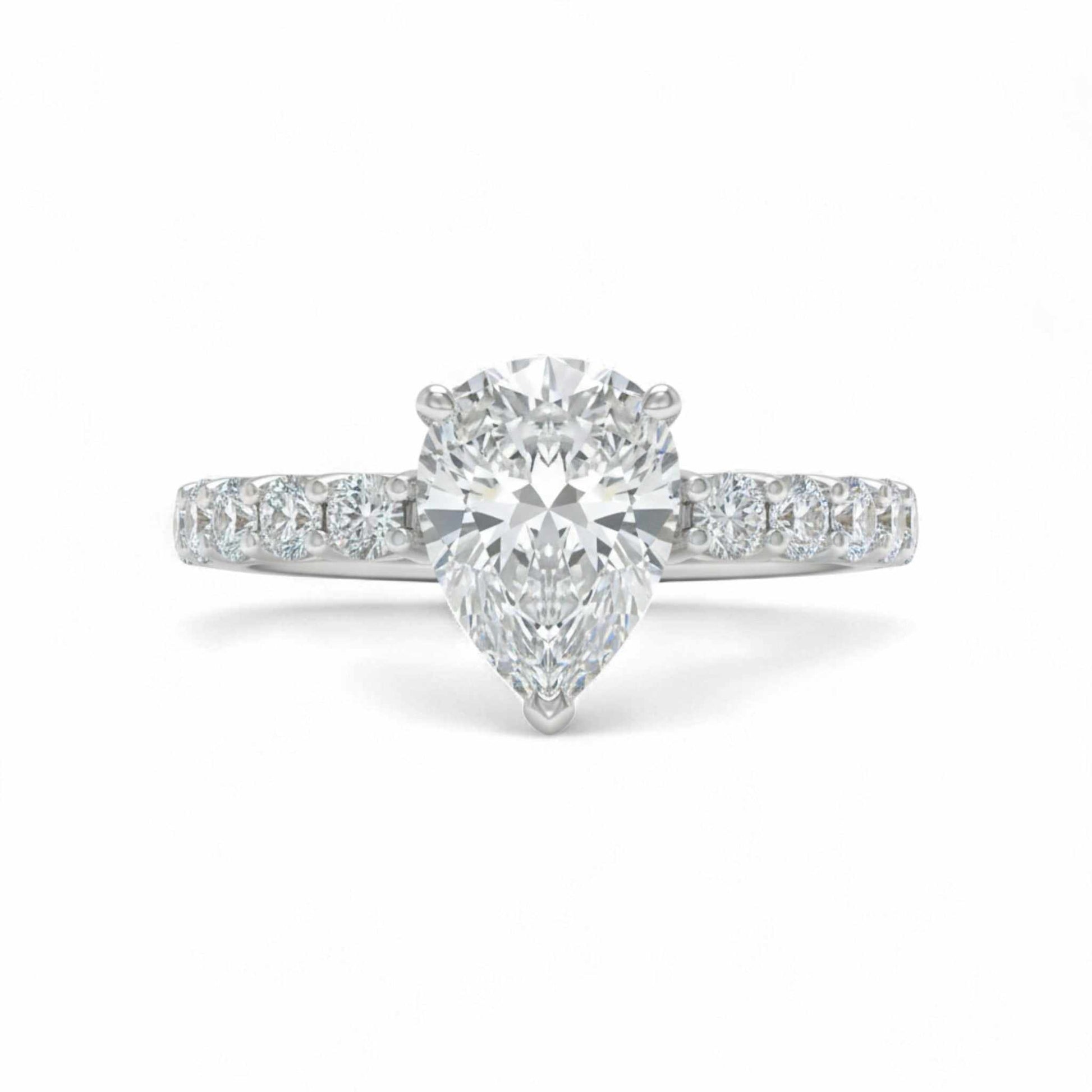 Vega Pear CZ engagement ring in 925 sterling silver with pear cut cubic zirconia and high-polish band