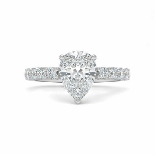 Vega Pear CZ engagement ring in 925 sterling silver with pear cut cubic zirconia and high-polish band