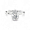 Diamond ring with a white gemstone on a white background