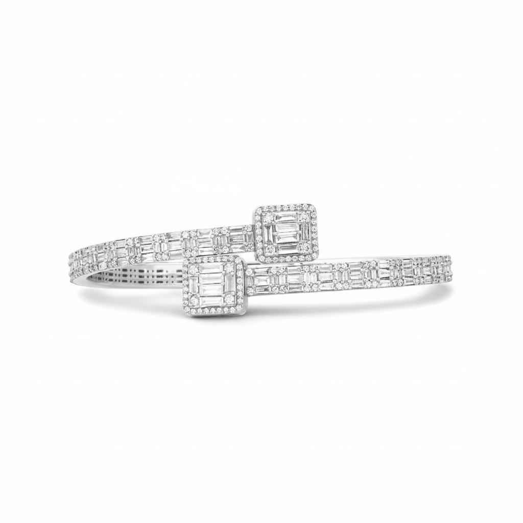 Baguette Bangle Diamond Bracelet in 18KT Gold