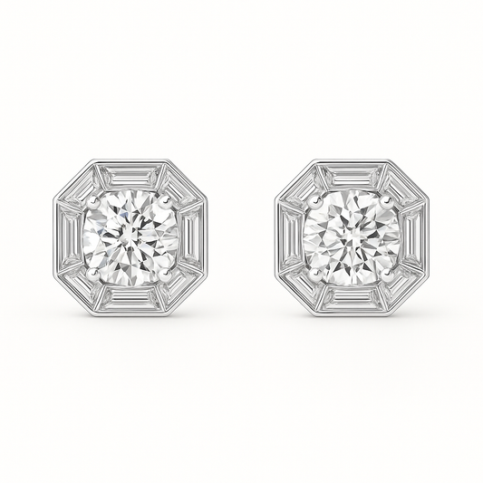 Beauty Moissanite Studs in 925 Sterling Silver