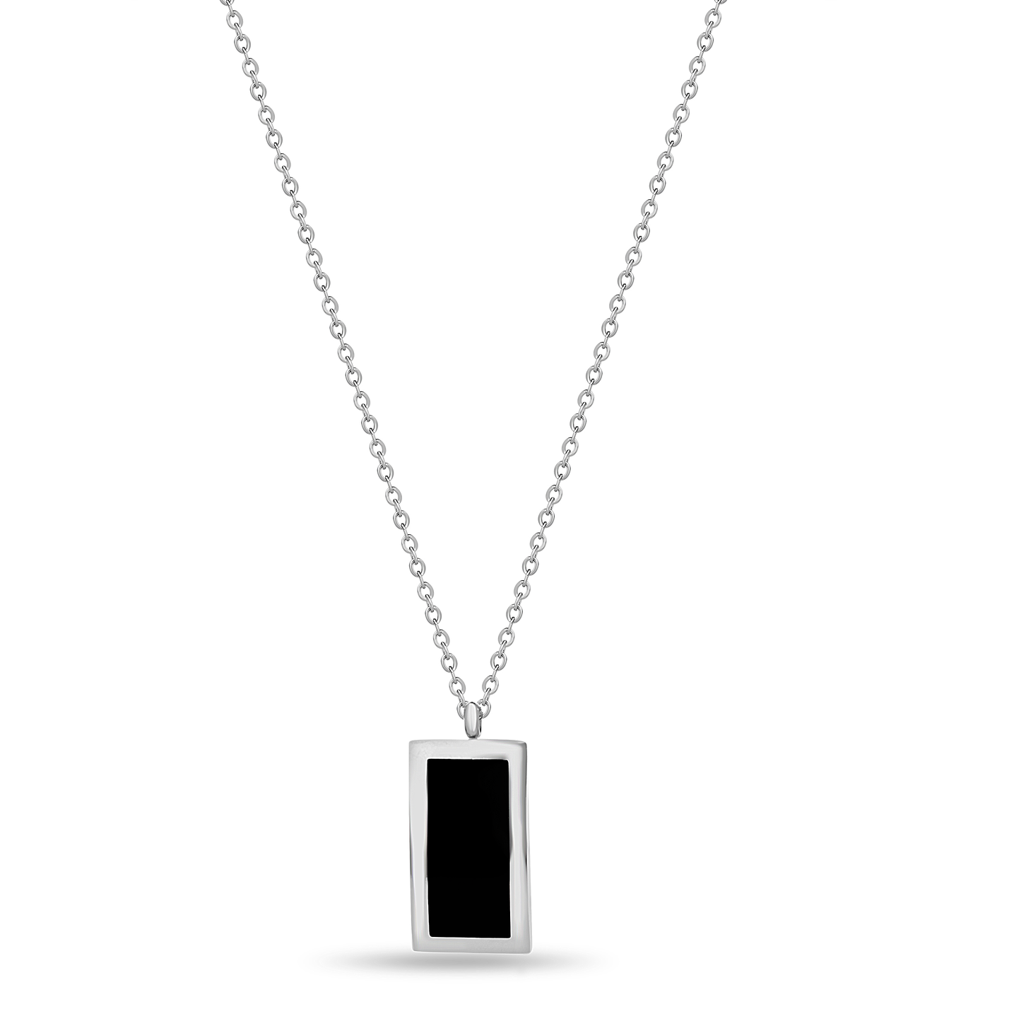 Black Rectangular Hypoallergenic Steel Necklace