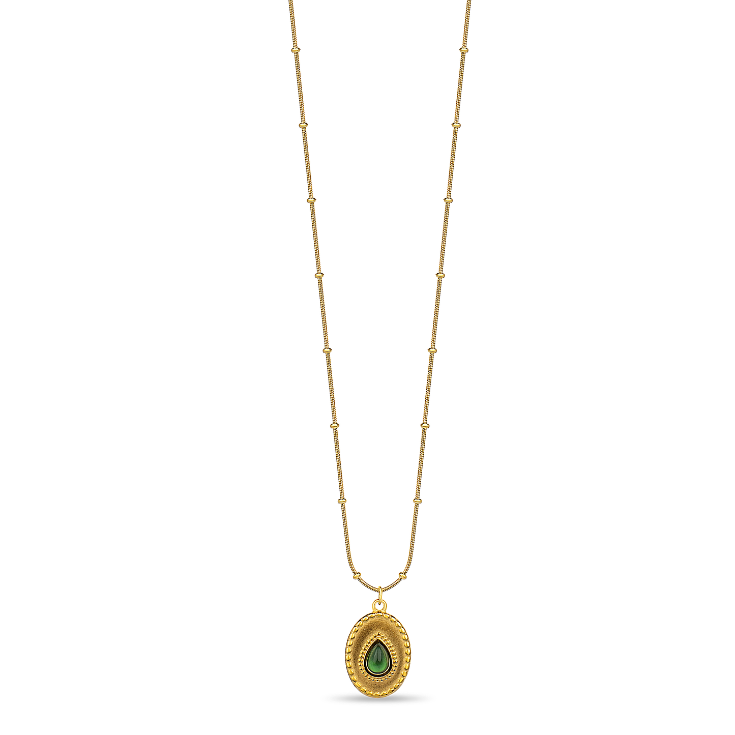 Green Eye Hypoallergenic Steel Necklace