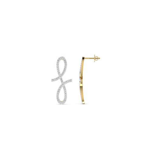 Oiza Infinie Mini Vertical Pave Diamond Earrings in 18K Gold