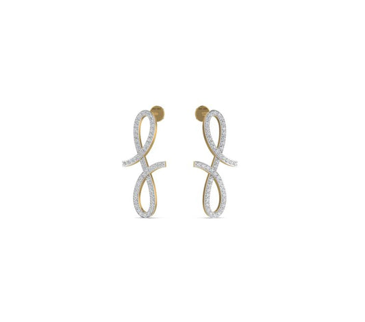 Oiza Infinie Mini Vertical Pave Diamond Earrings in 18K Gold