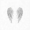 Pair of silver leaf-shaped earrings on a light gray background