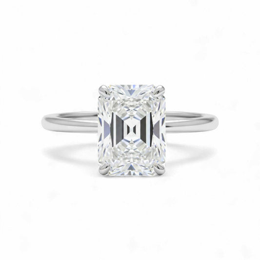 Celine Radiant Cut CZ Engagement Ring with radiant-cut cubic zirconia set in 925 sterling silver band