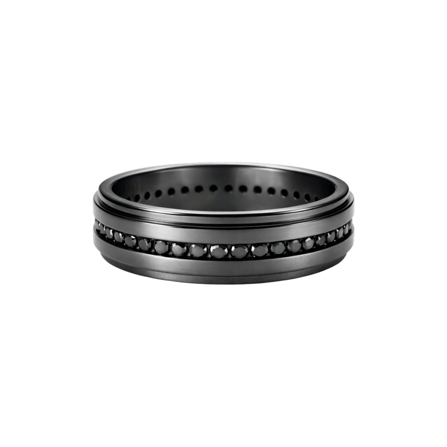 Emma Black Natural Diamond Band in Black Gold