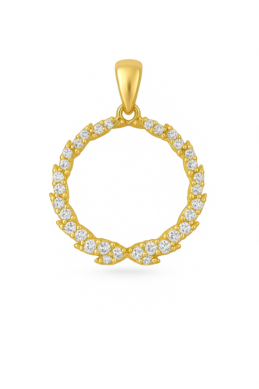 BOZ Forever Round Shape Moissanite Pendant in 18K Gold
