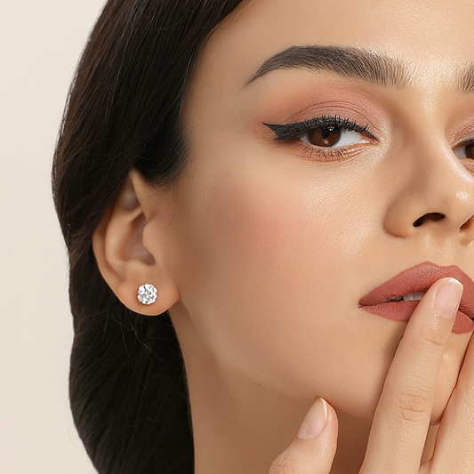 Moissanite Studs in 18K Gold