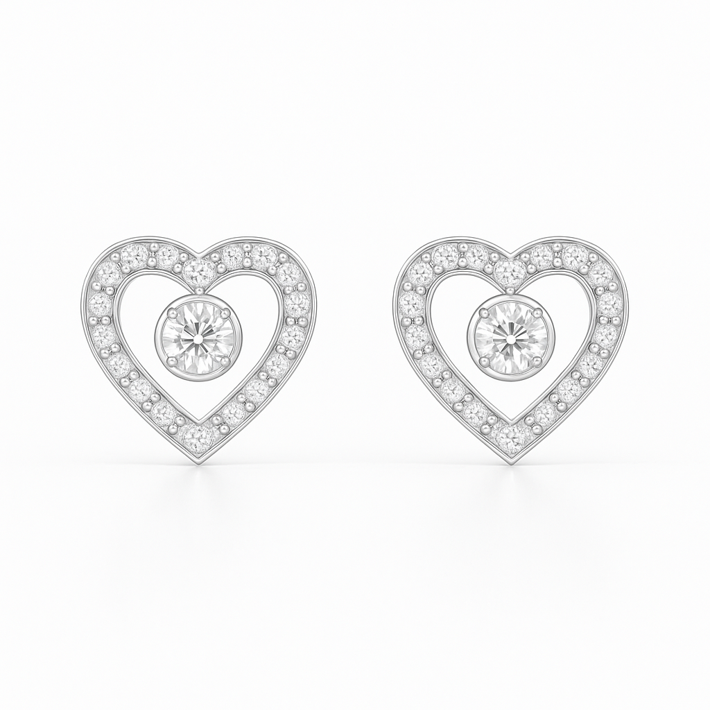 Eternal Heart Studs in 18K Gold