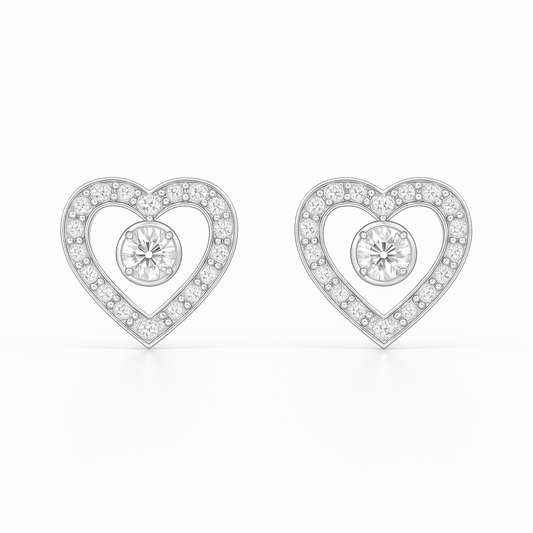 Eternal Heart Studs in 18K Gold