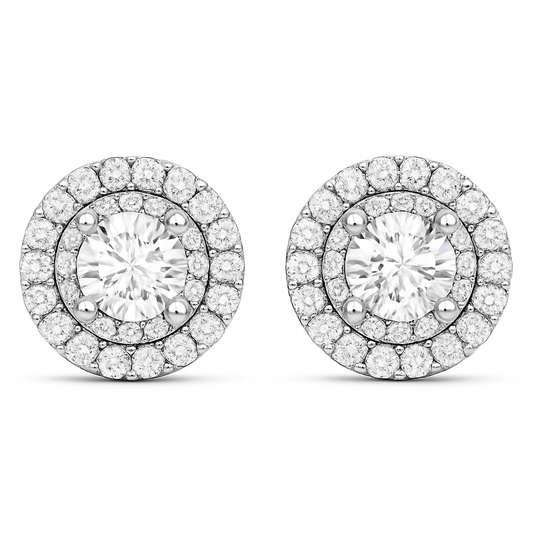 Solitaire Round Cut Moissanite Studs in 925 Sterling Silver