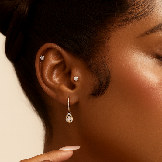 Farah Pear Teardrop Diamond Earrings in 18K Gold